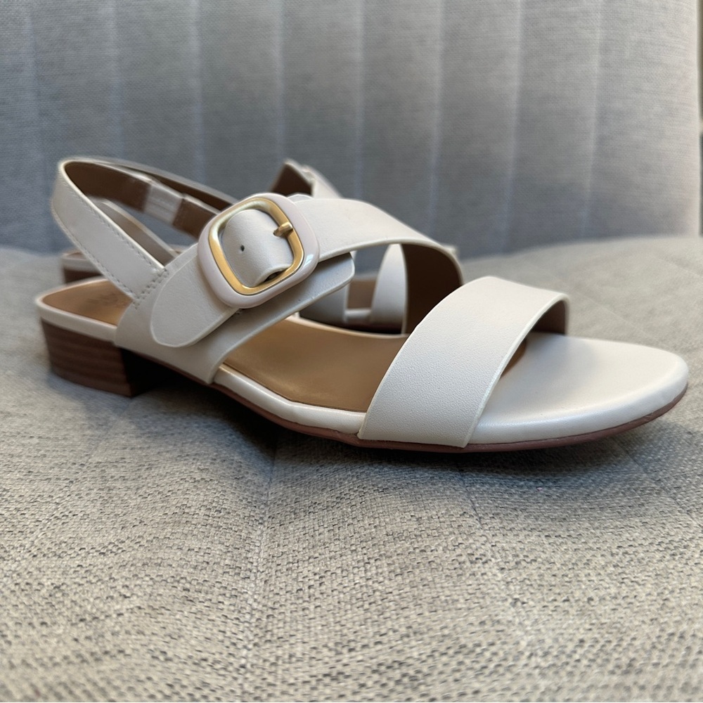 Naturalizer Meesha Women's Sandals Satin Pearl White Leather - Size 7 - Picture 4 of 8